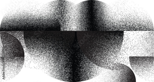 Sprayed black half circle form .Graffiti art design . Noise dispersion circle . Spray effect .Grunge texture . Distressed element .vector 