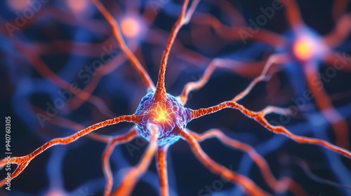 A closeup of neural pathways flourishing under the influence of cocoa compounds, with bright, energized synapses symbolizing improved brain health and neuroplasticity