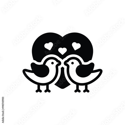 Black solid icon for lovebirds