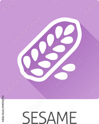 A sesame seed and capsule pod food allergen icon concept. Possibly an icon for the allergen or allergy. photo