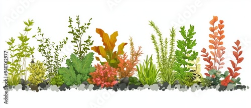 vector graphic of various aquatic plant