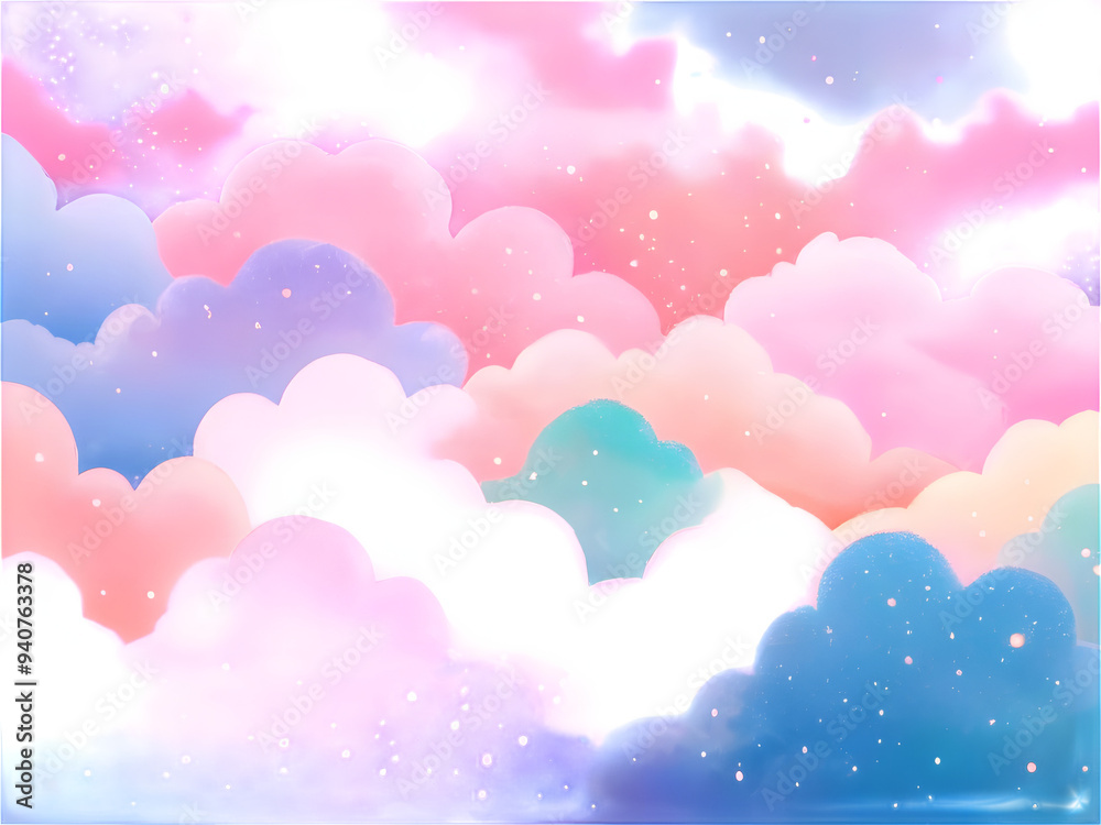Dreamy Pastel Clouds with Sparkling Stars. Soft and Ethereal Sky Background Dreamy Pastel Clouds with Sparkling Stars. Soft and Ethereal Sky Background