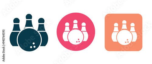 bowling icon set,bowling ball and pin sign and symbol