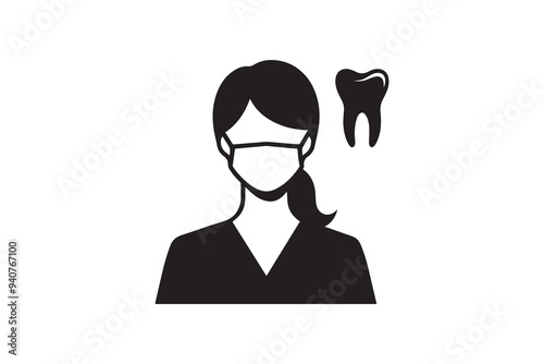 dental hygienist silhouette. Dentist vector silhouette illustration