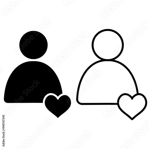 love heart person icon, eps vector illustration