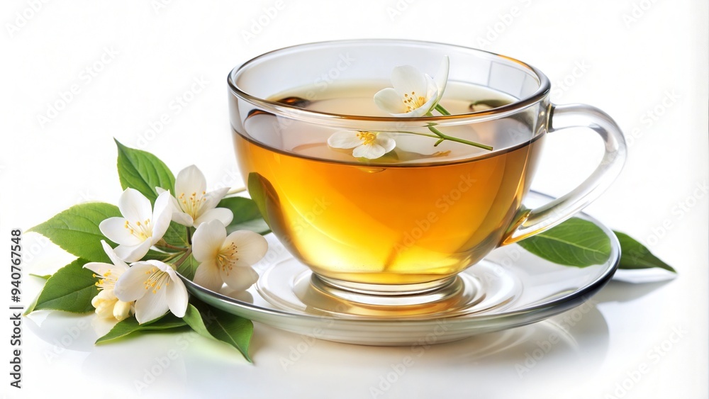 Cup of tea with jasmine isolated on white Cup of tea with jasmine isolated on white