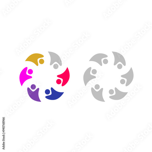COLORFUL PEOPLE TOGETHER TEAM TEAMWORK UNION VECTOR ISOLATED ON WHITE