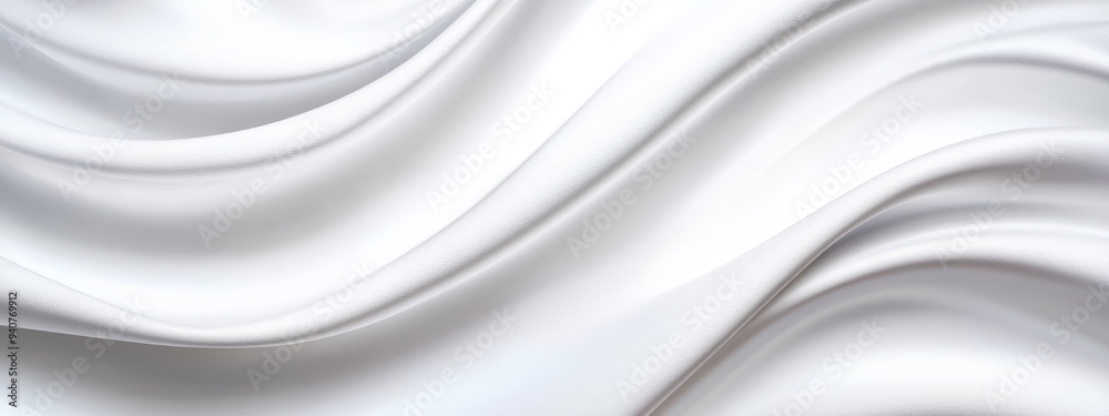 A tight shot of a white fabric featuring a wavy pattern at its upper and lower edges A tight shot of a white fabric featuring a wavy pattern at its upper and lower edges