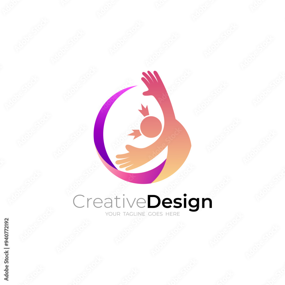 Children icon template, people care design circle Children icon template, people care design circle