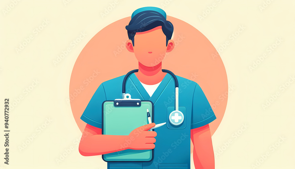 Healthcare Professional with Clipboard and Stethoscope
Healthcare Professional with Clipboard and Stethoscope