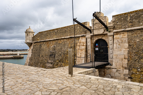 Forte da Ponta da Bandeira fort in Lagos, Algarve, Portugal. Fortification from the 17th century