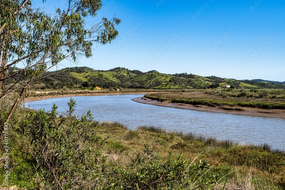 Obraz premium Walking from Troviscais to the River Mira, Vicentine Coast Natural Park Portugal, Rota Vicentina Coast.