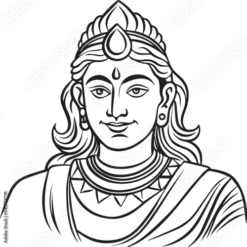 sharad purnima line art vector photo