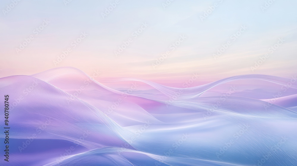 abstract waves light blue background to soft lavender horizon