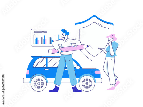 Buy insurance for car flat character vector concept operation illustration
