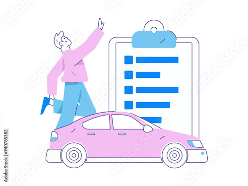 Buy insurance for car flat character vector concept operation illustration
