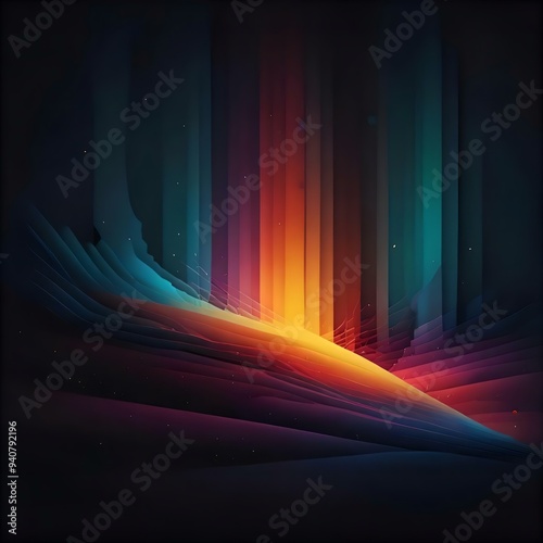 A colorful abstract design with flowing waves in a gradient spectrum, evoking movement and energy within a digital art piece.