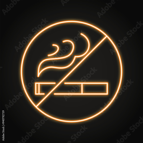 No smoking neon line icon