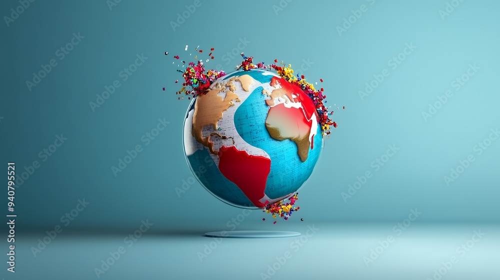 A stylized globe with colorful splashes, representing global diversity and creativity. A stylized globe with colorful splashes, representing global diversity and creativity.