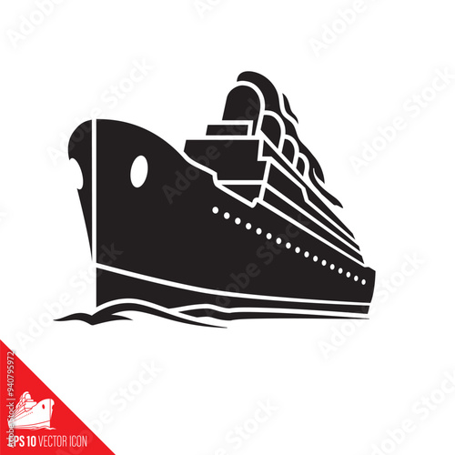 Vintage cruise ship vector glyph icon