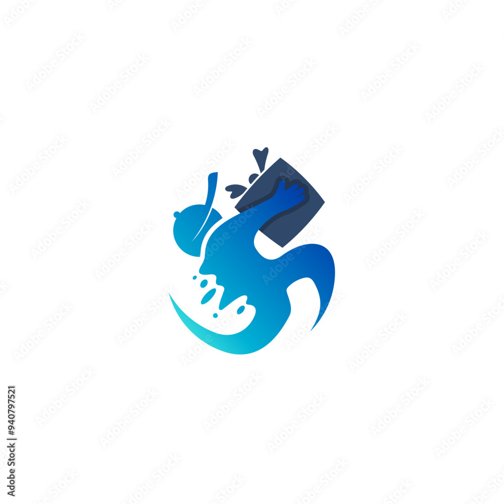 Fototapeta premium icon of a very fast package delivery person, courier logos