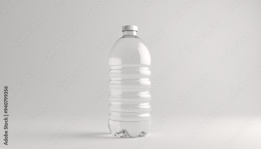 Mock up blank clear plastic water bottle with cap, standing on a neutral background Mock up blank clear plastic water bottle with cap, standing on a neutral background