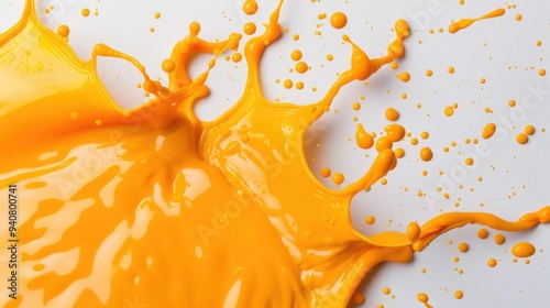 Vibrant Burst of Freshness   Splashing Orange Juice on a Textured White Background with Blurred Depth of Field photo