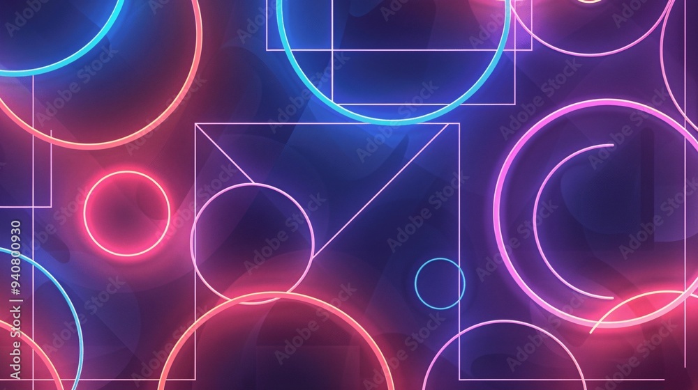 Fototapeta premium Illuminated line art pattern with clean shapes and soft neon glow for a sleek, modern look.