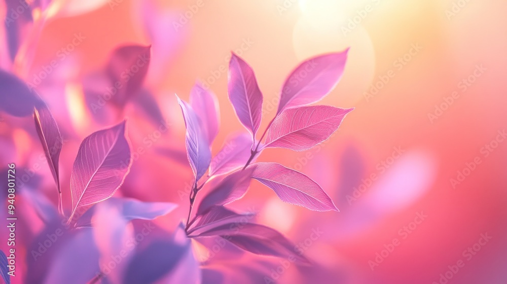 The leave pink-themed foliage, filled with soft shades of pink, peach and lavender, creates a calming atmosphere. The leave pink-themed foliage, filled with soft shades of pink, peach and lavender, creates a calming atmosphere.