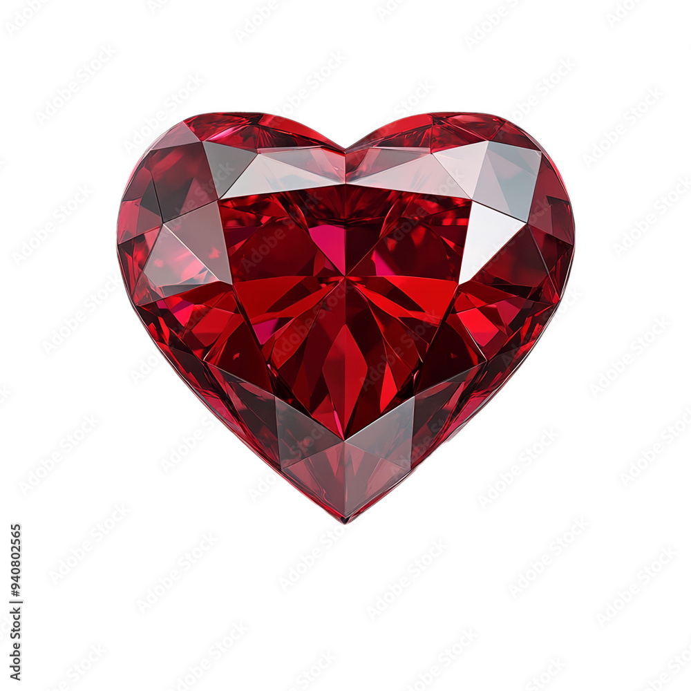 Intense red heart-shaped diamond with deep color and dazzling reflections isolated on transparent background Intense red heart-shaped diamond with deep color and dazzling reflections isolated on transparent background