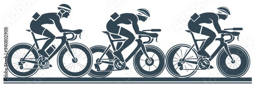 Three Cyclists Silhouette.