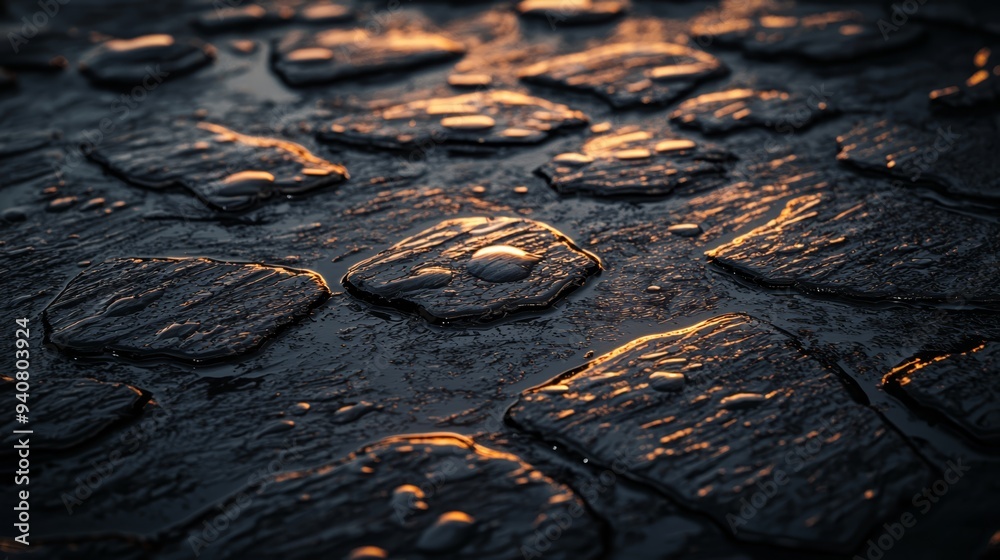 Obraz premium A tight shot of rocky surface and water droplets in abundance