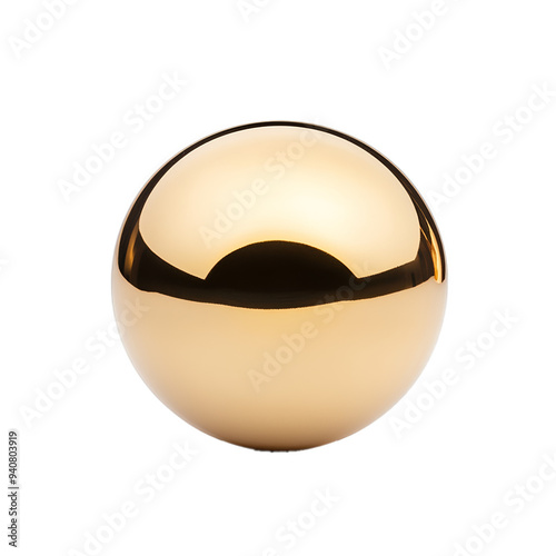 Large ball made of shiny gold metal with smooth surface isolated on transparent background 