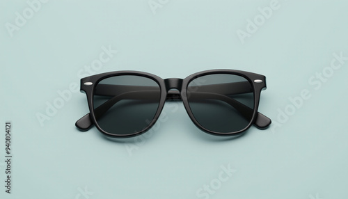 Mock up blank black sunglasses, placed on a solid color background