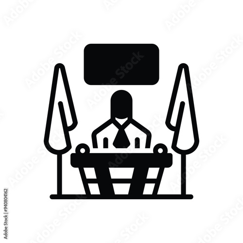 Black solid icon for president