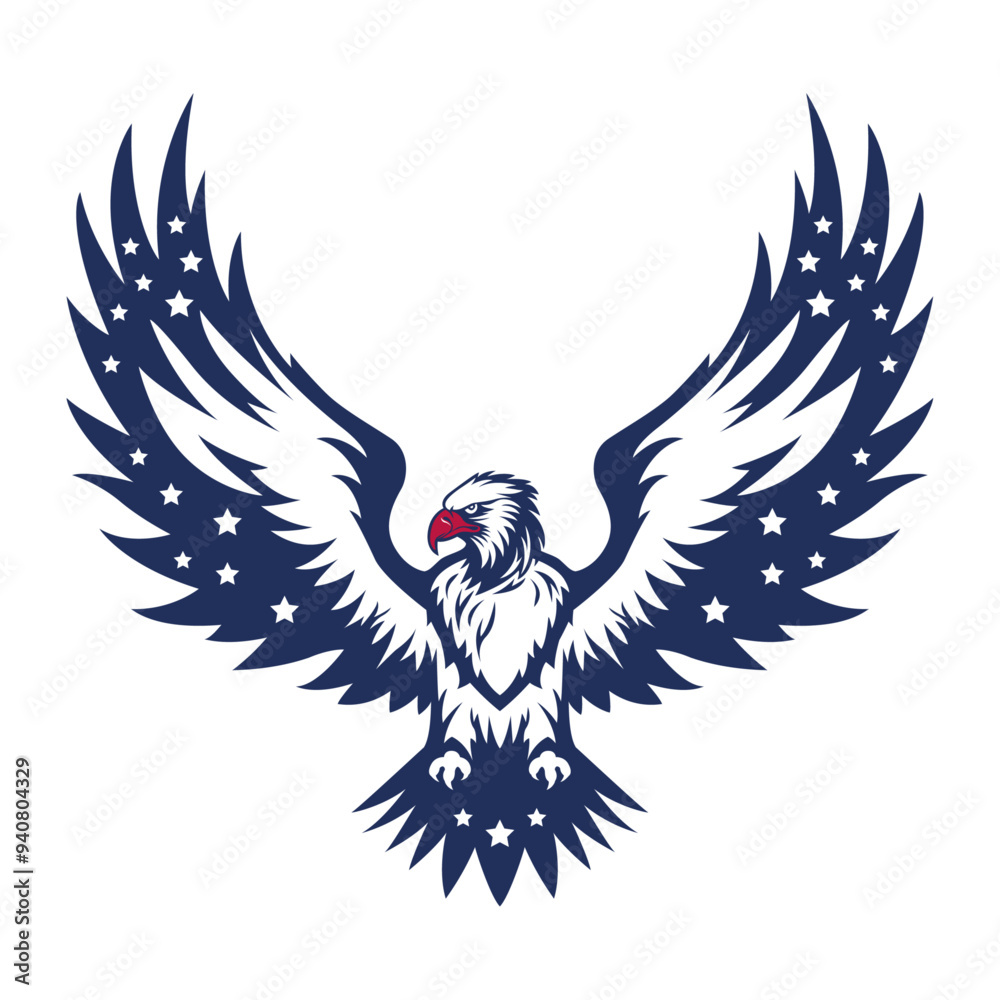 Obraz premium American flying eagle logo. Bird isolated on white background. Wild brand logo. Patriot day.