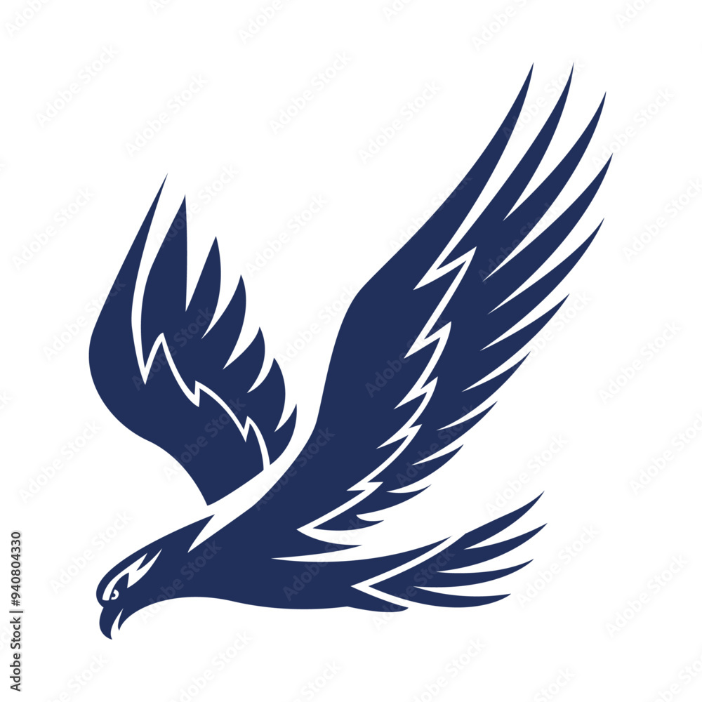 American flying eagle logo. Bird isolated on white background. Wild brand logo. Patriot day.