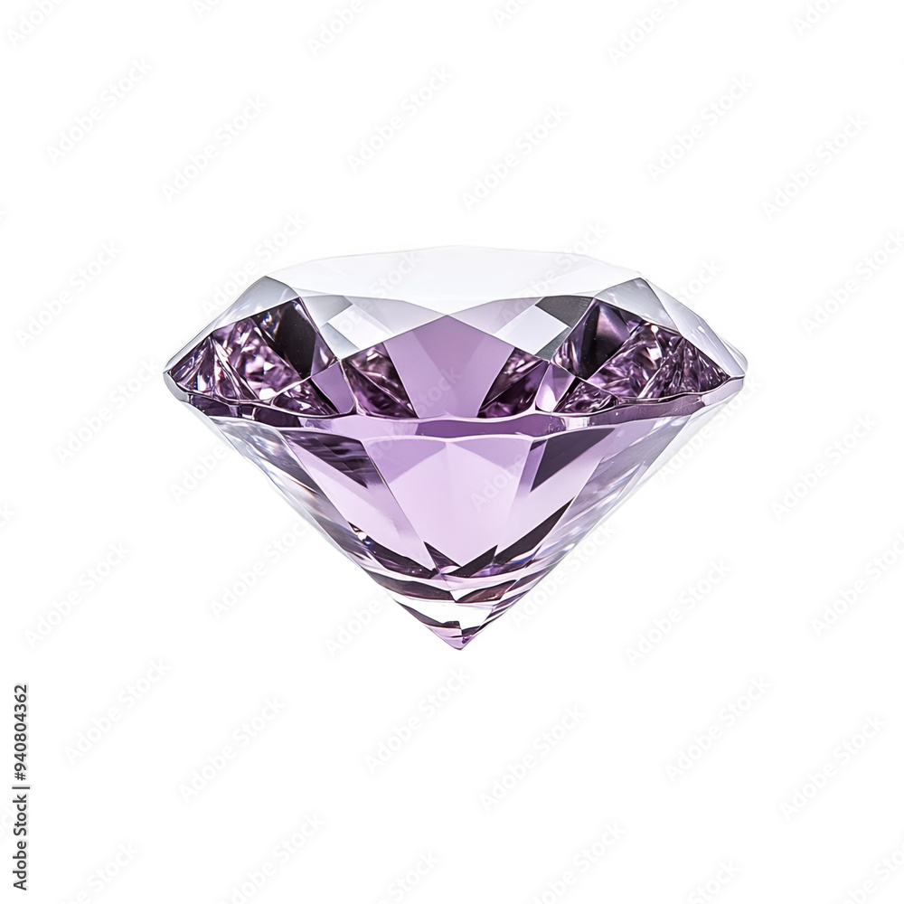 Light lavender diamond with delicate sparkle and soft reflections isolated on transparent background Light lavender diamond with delicate sparkle and soft reflections isolated on transparent background