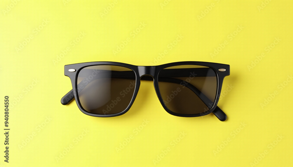 Mock up blank black sunglasses, placed on a solid color background Mock up blank black sunglasses, placed on a solid color background