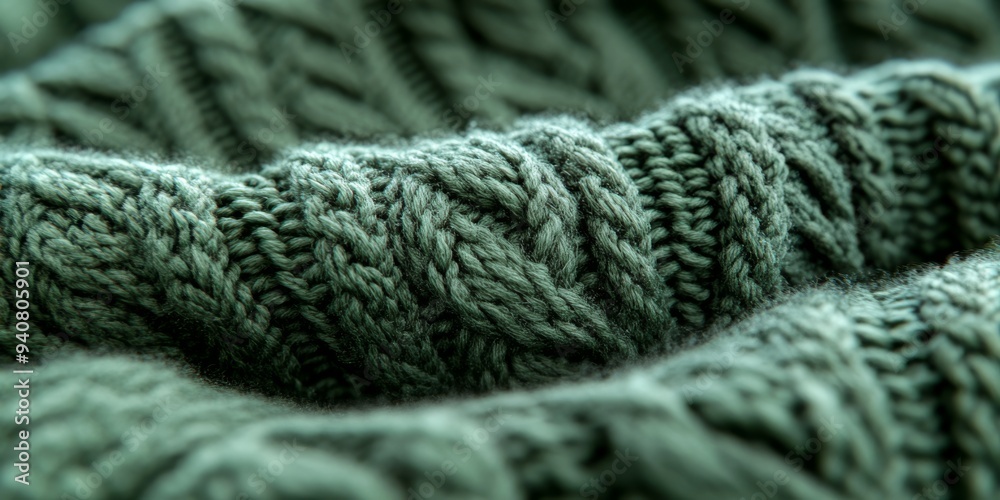 Detailed close-up of green knitted fabric with intricate patterns and textures Detailed close-up of green knitted fabric with intricate patterns and textures