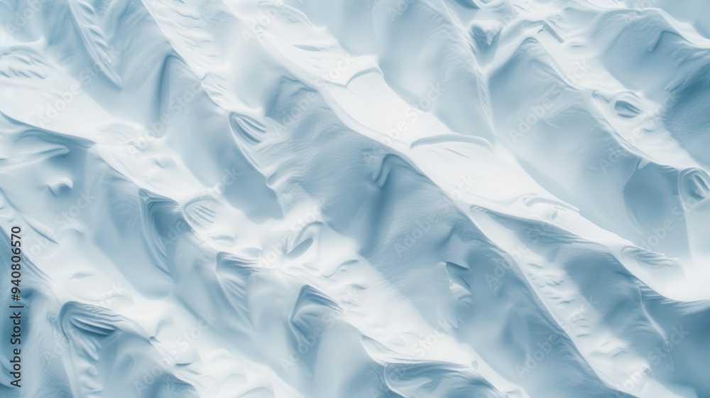 Obraz premium Arctic Mountain Snow Texture, Captivating closeup of pristine snow covering rugged mountain peaks, showcasing the serene beauty of the polar landscape in winter.
