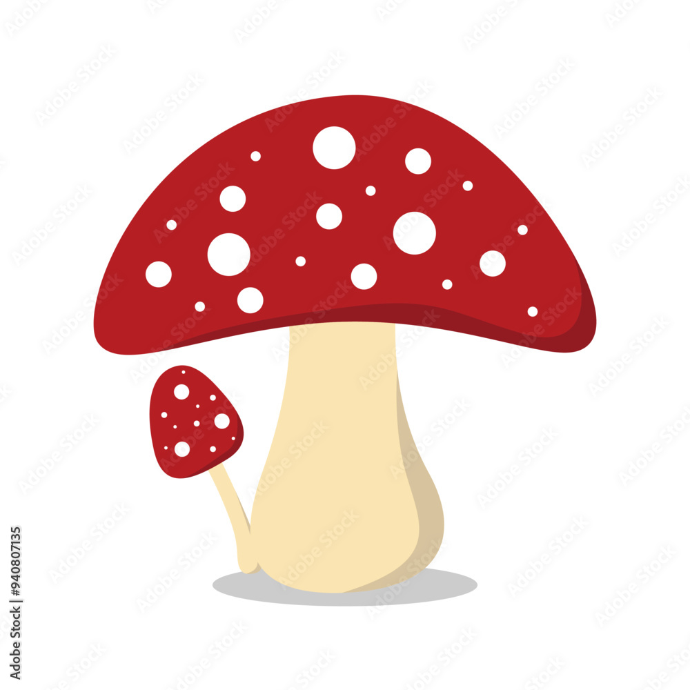 red mushroom vector illustration on white