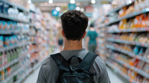 Family shopping in a home goods store gathering essential supplies and furnishings to prepare for their child s college life and setting up their dorm room photo