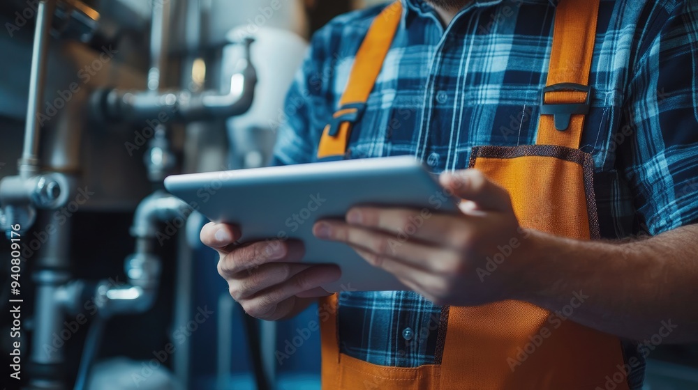 Plumber Conducting Plumbing System Diagnosis Through Smart Technology and Tablet Plumber Conducting Plumbing System Diagnosis Through Smart Technology and Tablet