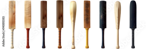 Collection of different wooden bats.