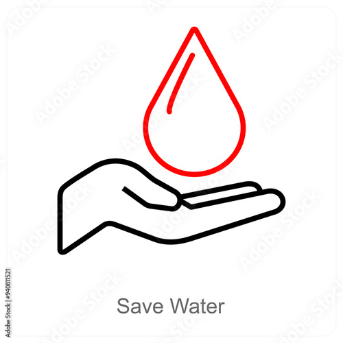 Save Water and prevention icon concept