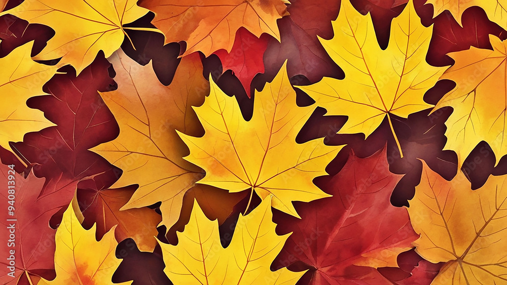Аutumn leaves background Maple leaves, red and yellow fallen leaves, cartoon. Аutumn leaves background Maple leaves, red and yellow fallen leaves, cartoon.
