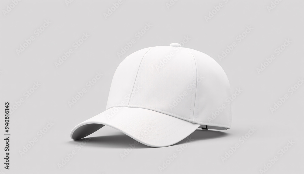 Mock up blank plain white baseball cap, isolated on a solid background Mock up blank plain white baseball cap, isolated on a solid background