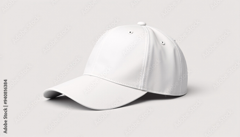 Mock up blank plain white baseball cap, isolated on a solid background Mock up blank plain white baseball cap, isolated on a solid background