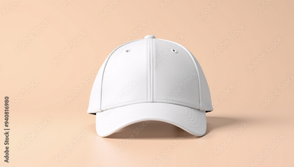 Mock up blank plain white baseball cap, isolated on a solid background Mock up blank plain white baseball cap, isolated on a solid background